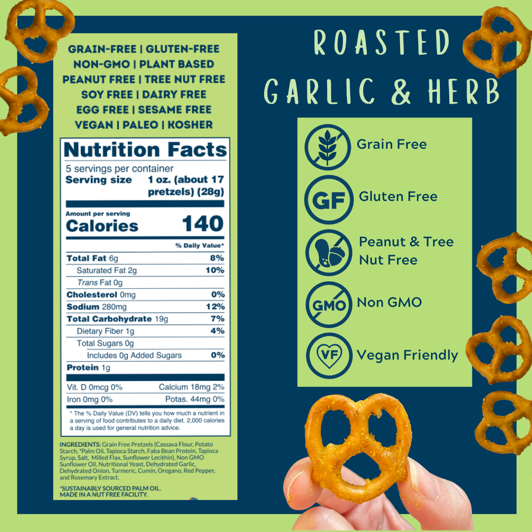 Roasted Garlic & Herb Grain Free Pretzels