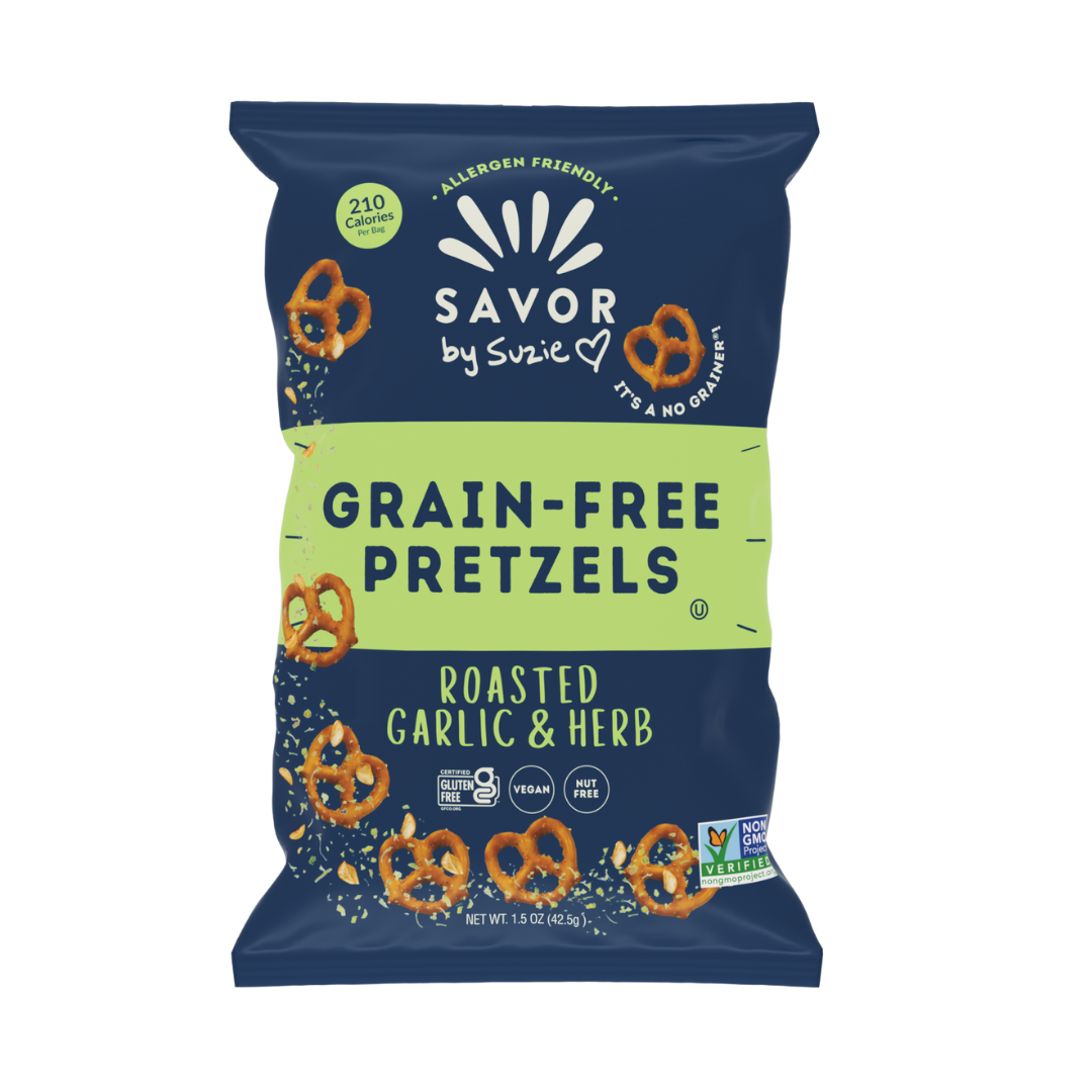 Mini Bag Roasted Garlic & Herb Grain Free Pretzels (12 Pack)