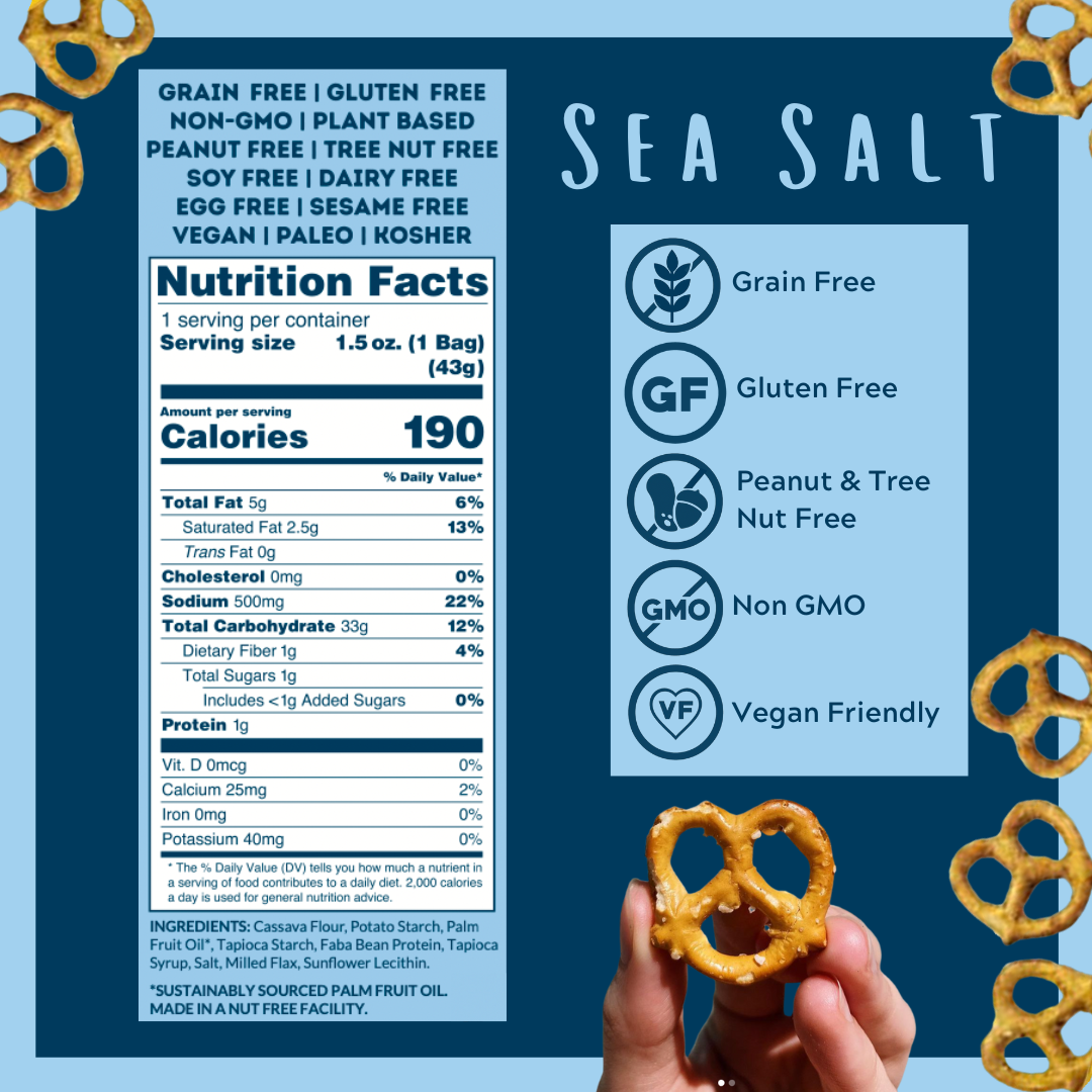 Mini Bag Sea Salt Grain Free Pretzels (12 Pack)