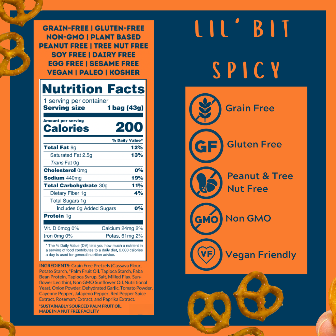 Mini Bag Lil' Bit Spicy Grain Free Pretzels (12 Pack)